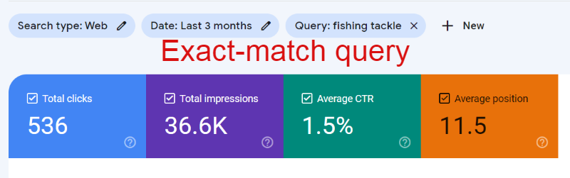 Fishing tackle exact-match query